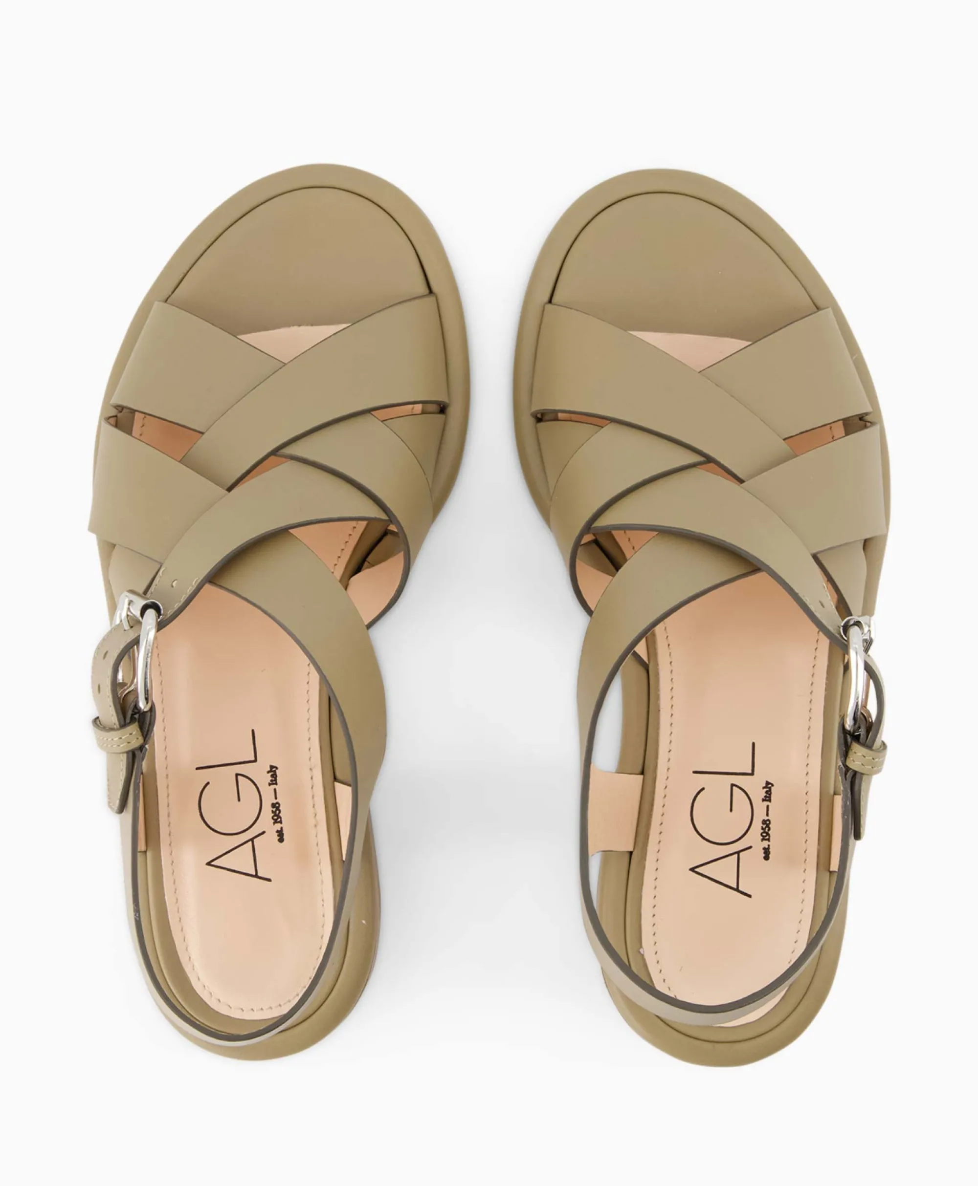 Agl Sandaal Zonder Hak Alison Multi Khaki*Dames Sandalen