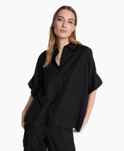 Alix The Label Blouse Woven Linen Oversized Zwart*Dames Blouses
