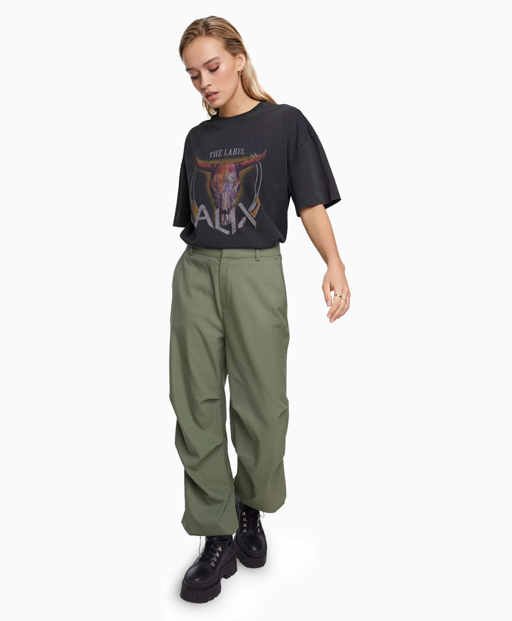 Alix The Label Cargobroek Woven Baggy Pants Groen*Dames Broeken