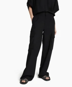 Alix The Label Cargobroek Woven Linen Cargo Zwart*Dames Broeken