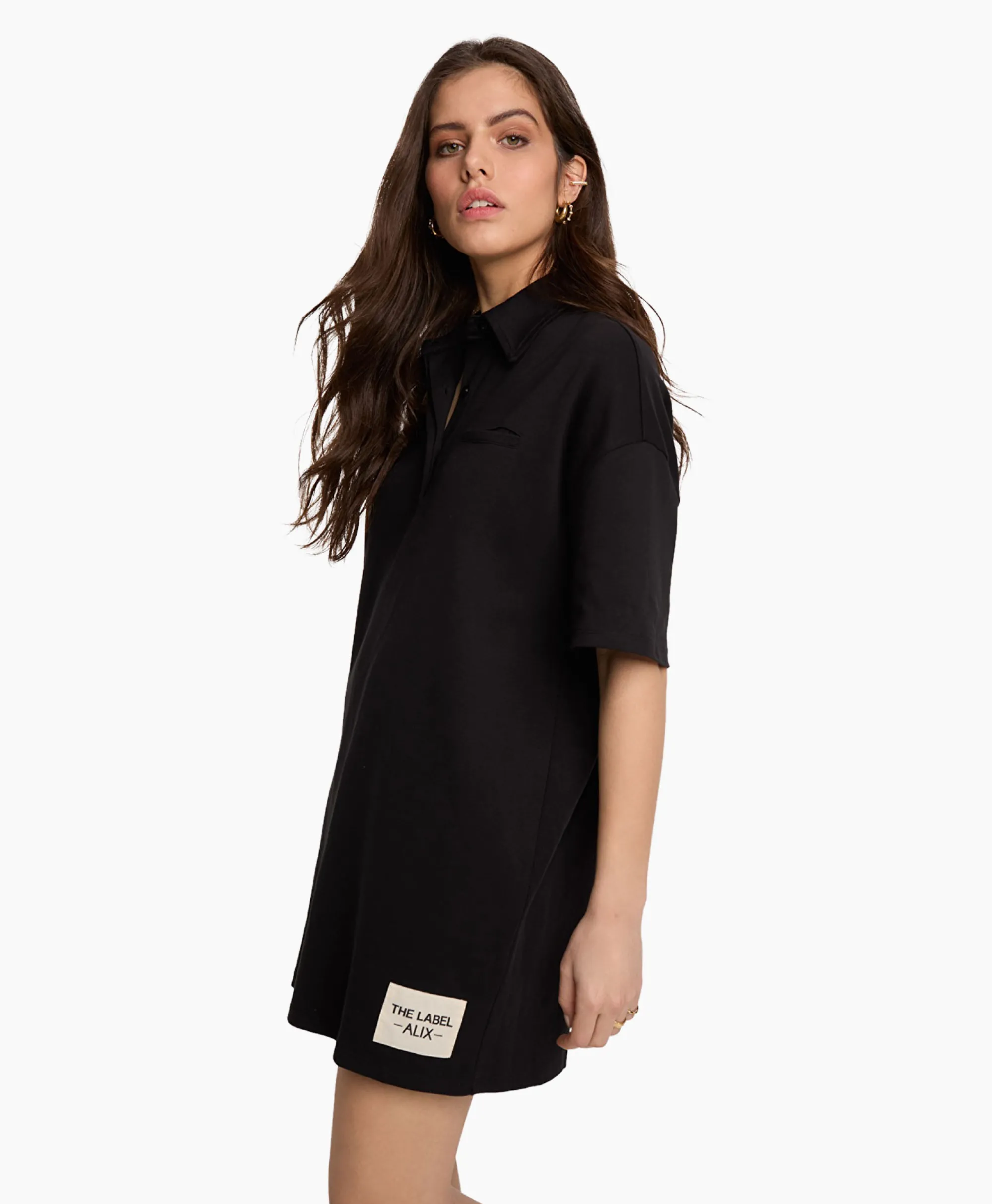 Alix The Label Mini Jurk Knitted Polo Zwart*Dames Bruiloftskleding