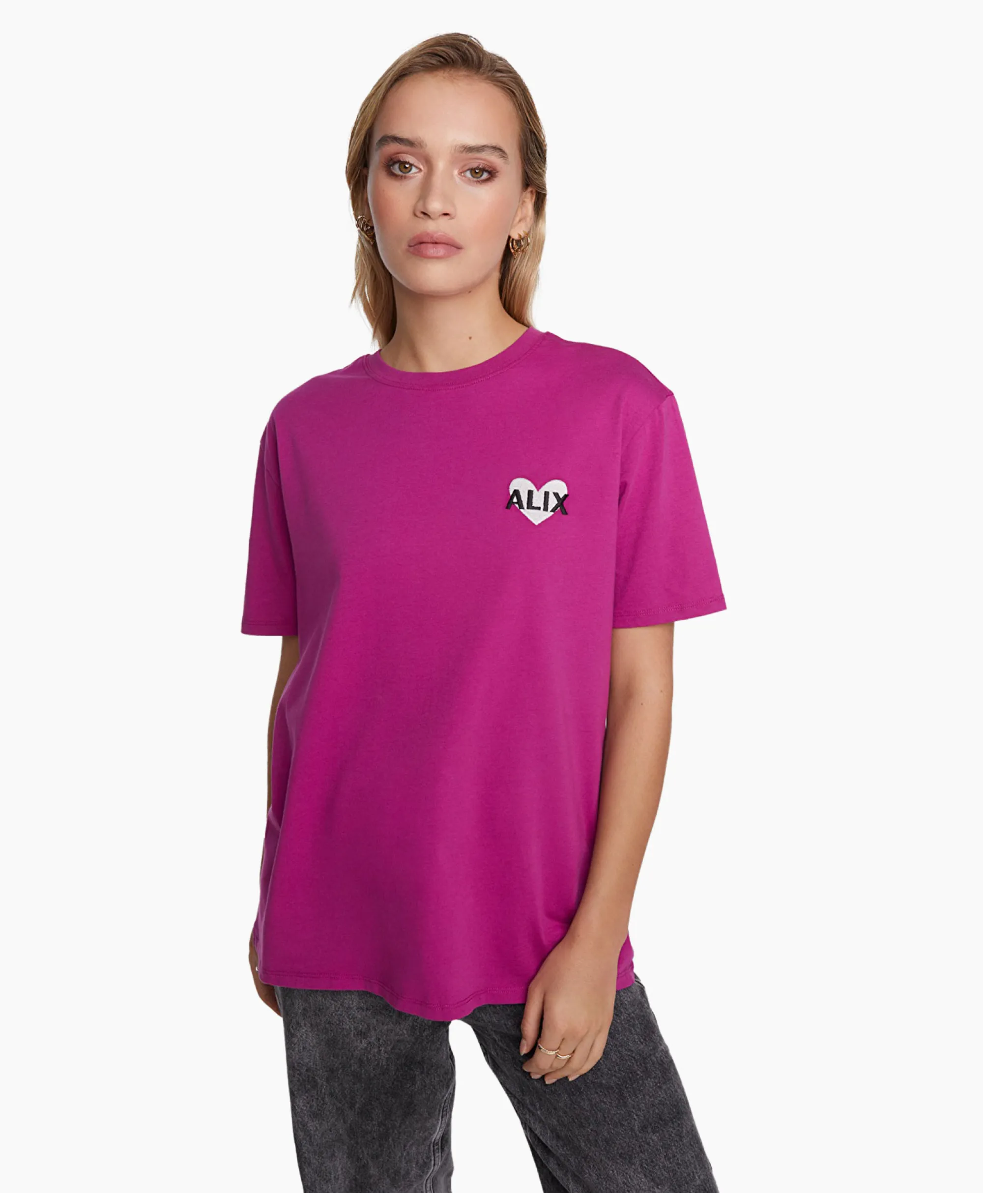 Alix The Label T-Shirt Korte Mouw Knitted Alix Heart Bordeaux*Dames T-Shirts & Tops