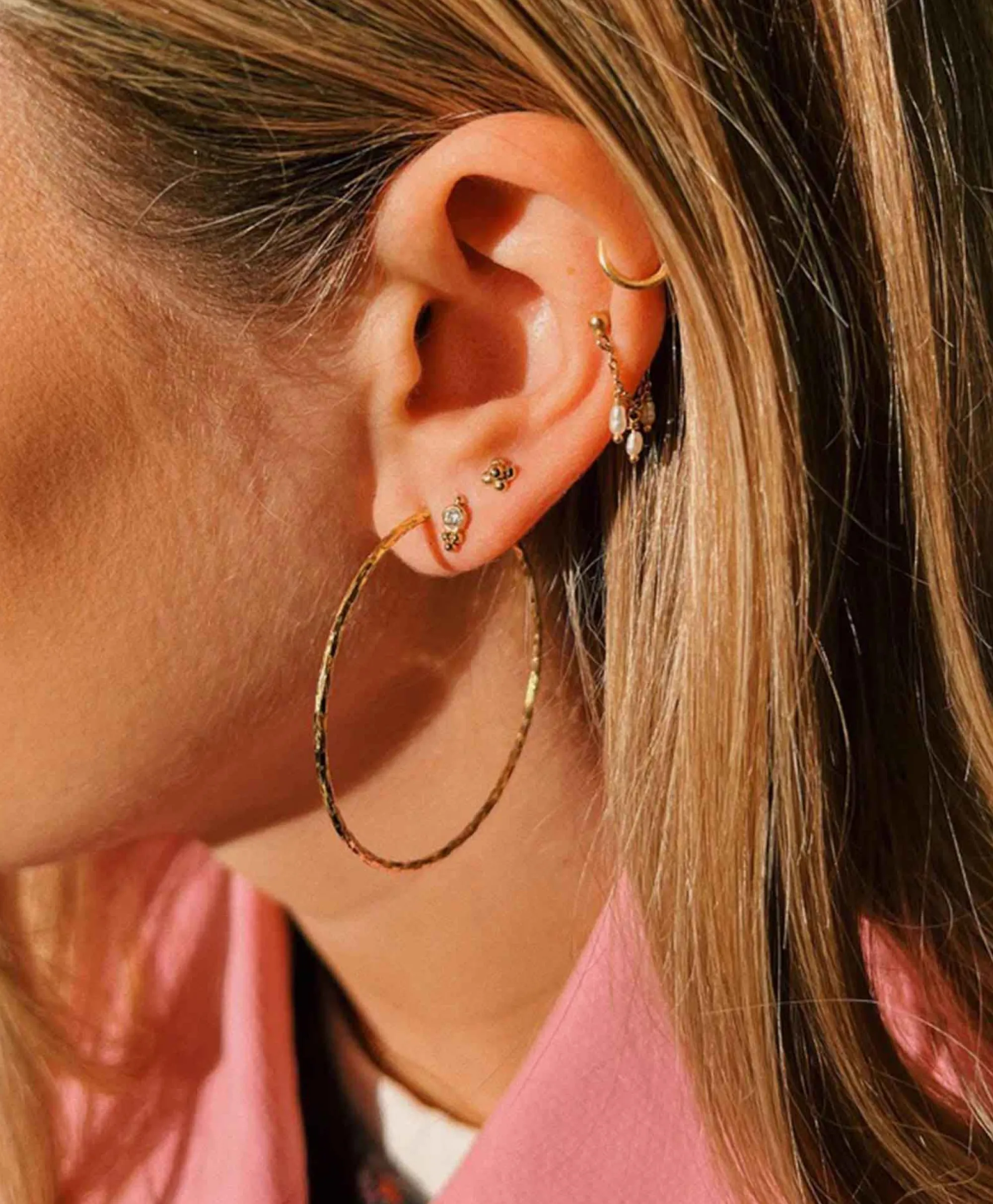 Anna+nina Oorbellen Hammered Plain Hoop Earrings Xl Silver G Goud*Dames Sieraden