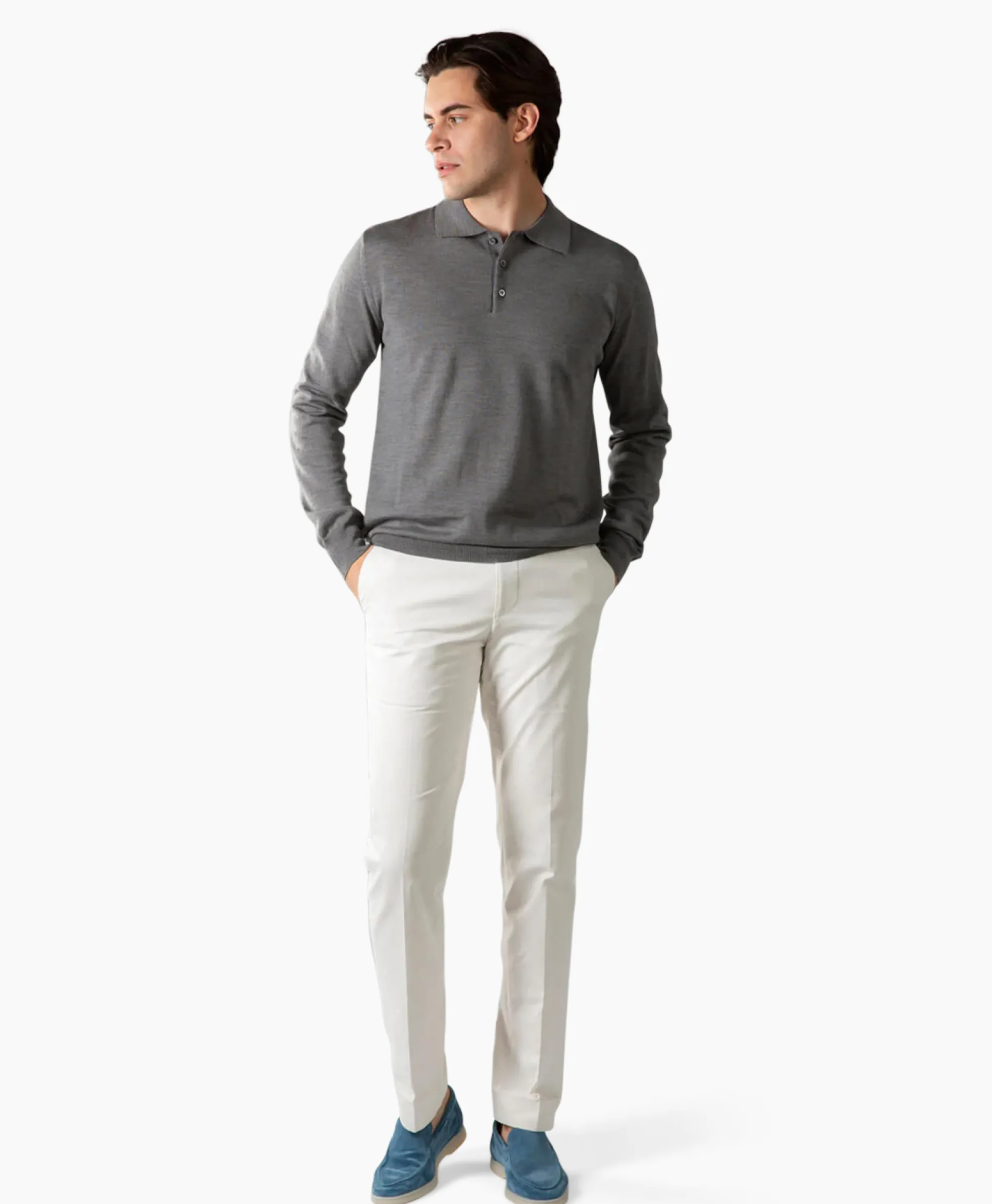 Aurelien Polo Longsleeve Donker Grijs*Heren Polo's