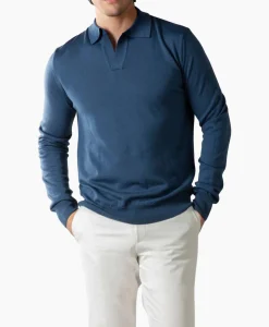 Aurelien Pullover Buttonless Polo L Blauw*Heren Truien