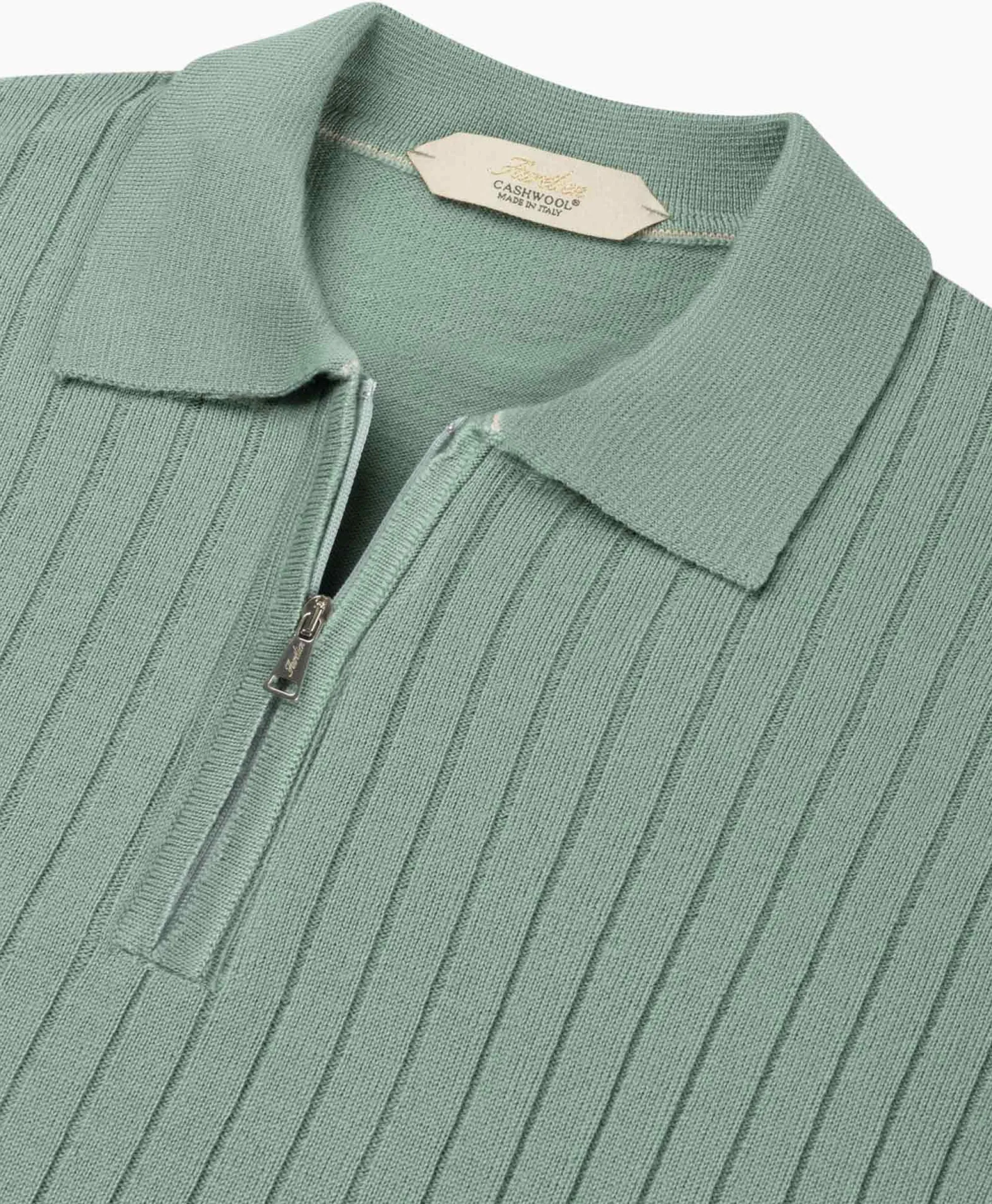 Aurelien Pullover Rib Zip Polos Ls Licht Groen*Heren Truien