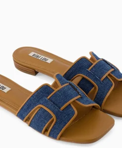 Bibi Lou Sandaal Zonder Hak Leather + Linnen Bruin*Dames Sandalen