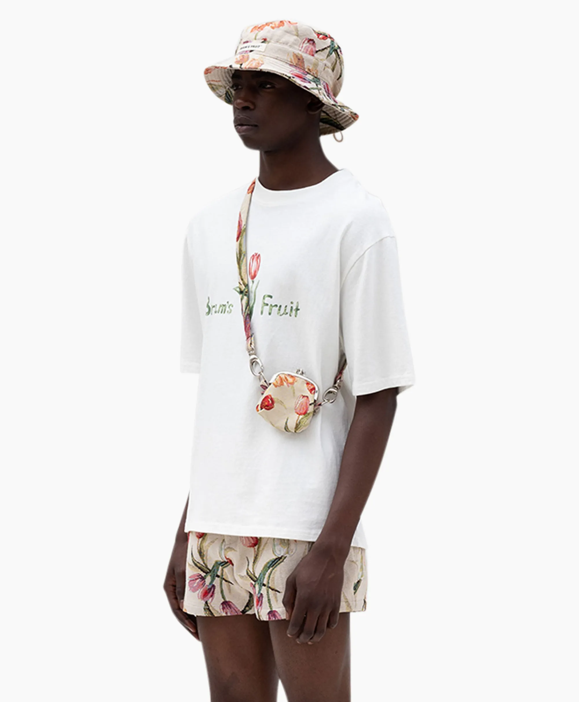 Bram's Fruit Bram's Fruit T-Shirt Korte Mouw Tulip Aquarel Wit*Heren T-Shirts