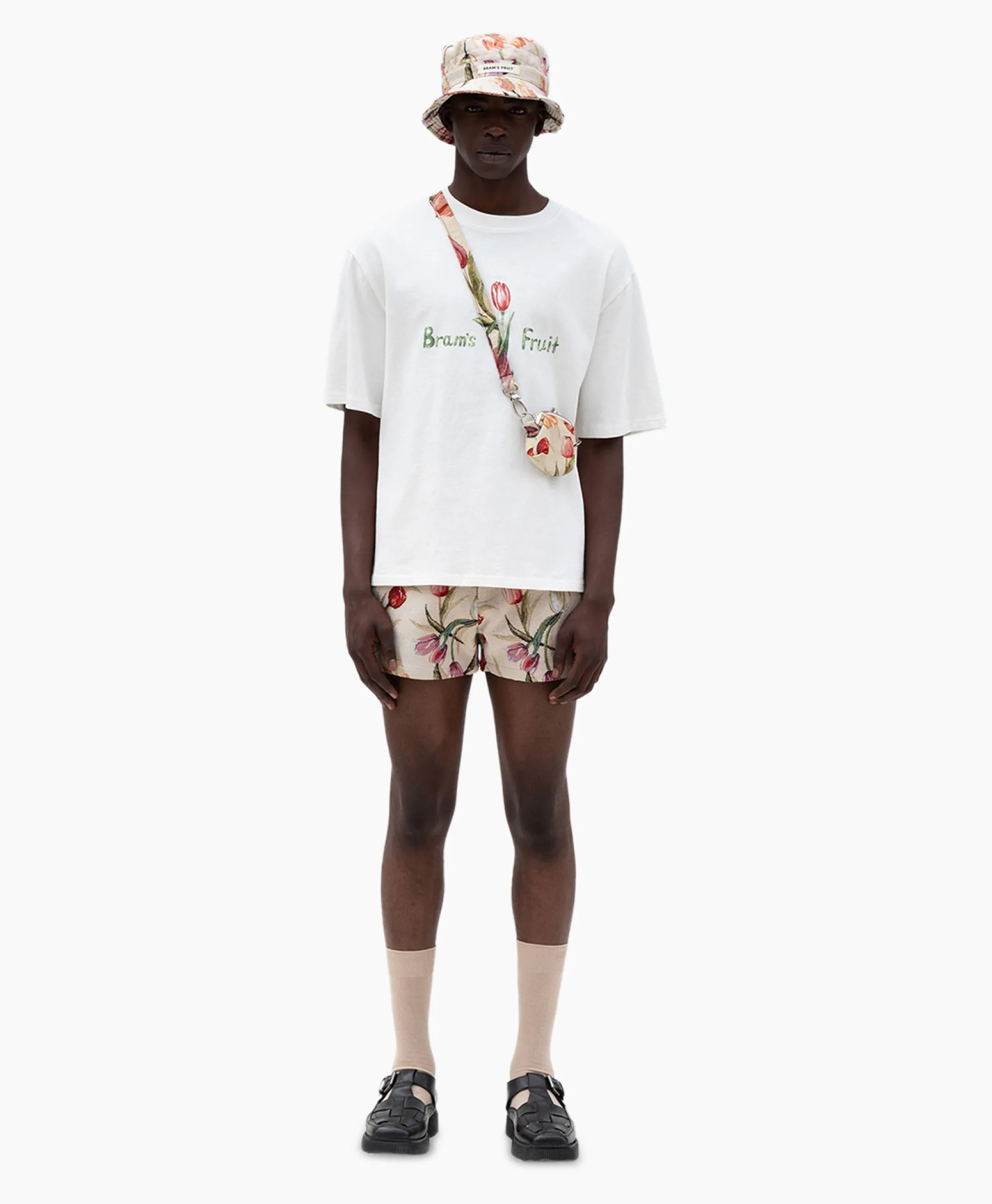 Bram's Fruit Bram's Fruit T-Shirt Korte Mouw Tulip Aquarel Wit*Heren T-Shirts