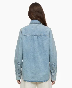 Closed Blouse Fitted Midden Blauw*Dames Blouses