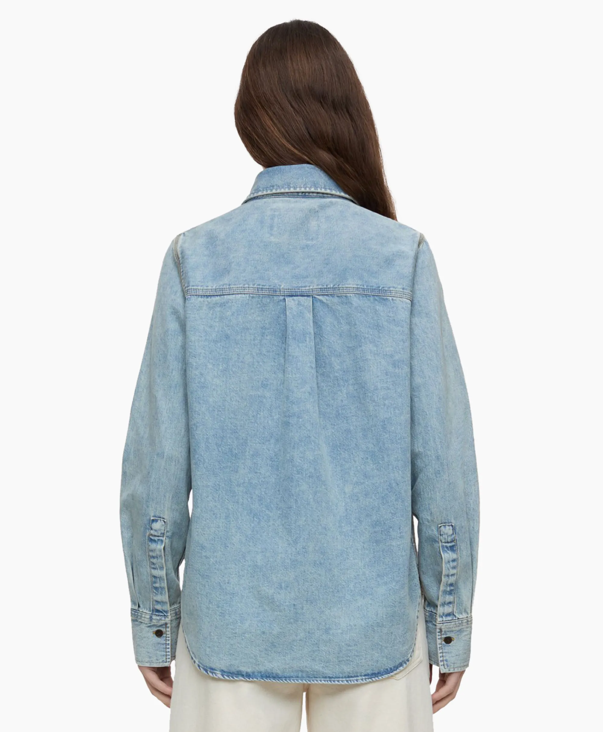 Closed Blouse Fitted Midden Blauw*Dames Blouses