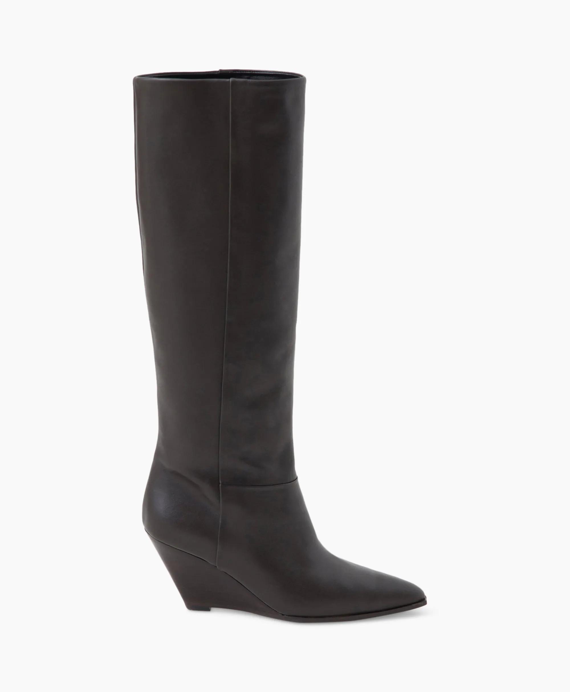 Closed Lange Laars Wedge Boot Donker Bruin*Dames Laarzen