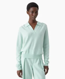 Closed Pullover Polo Longsleeve Groen*Dames Truien