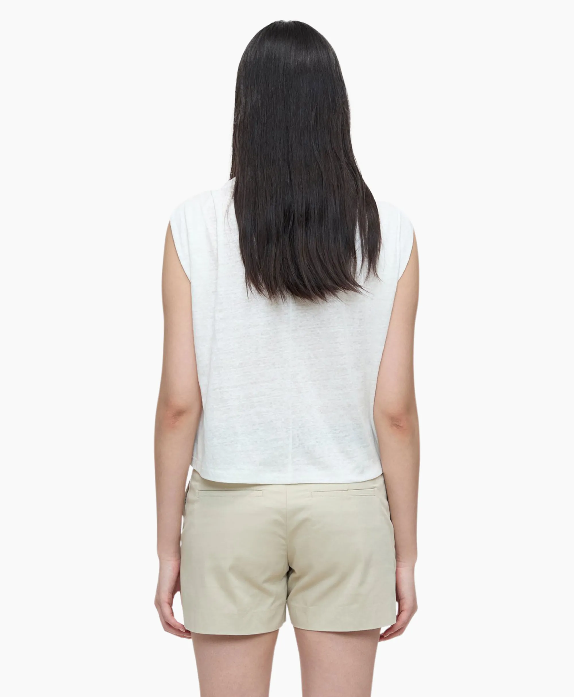 Closed Top Pleated Sleeveless Ecru*Dames T-Shirts & Tops