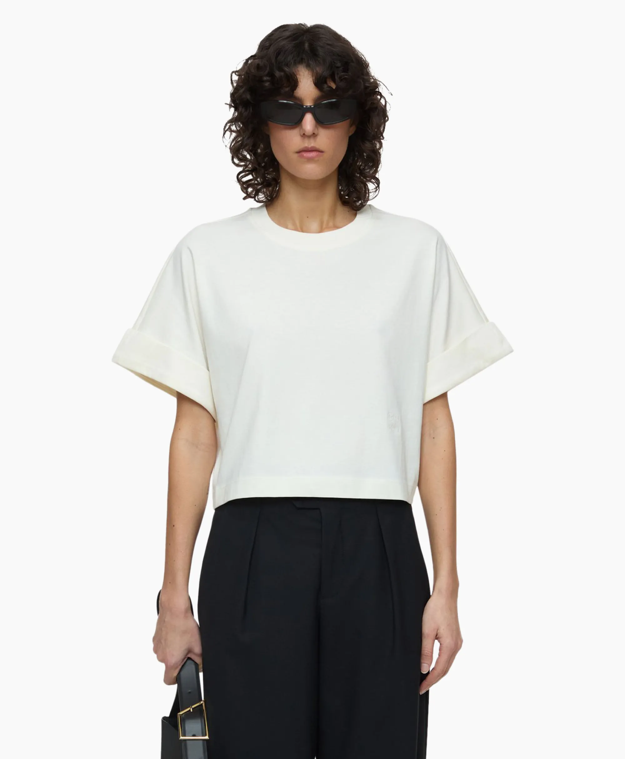 Closed T-Shirt Korte Mouw Turn Up Ecru*Dames T-Shirts & Tops