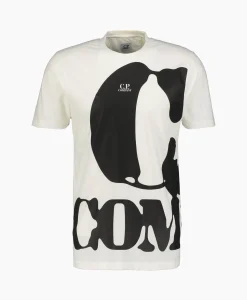 Cp Company T-Shirt Korte Mouw Jersey Relaxed Logo Wit*Heren T-Shirts