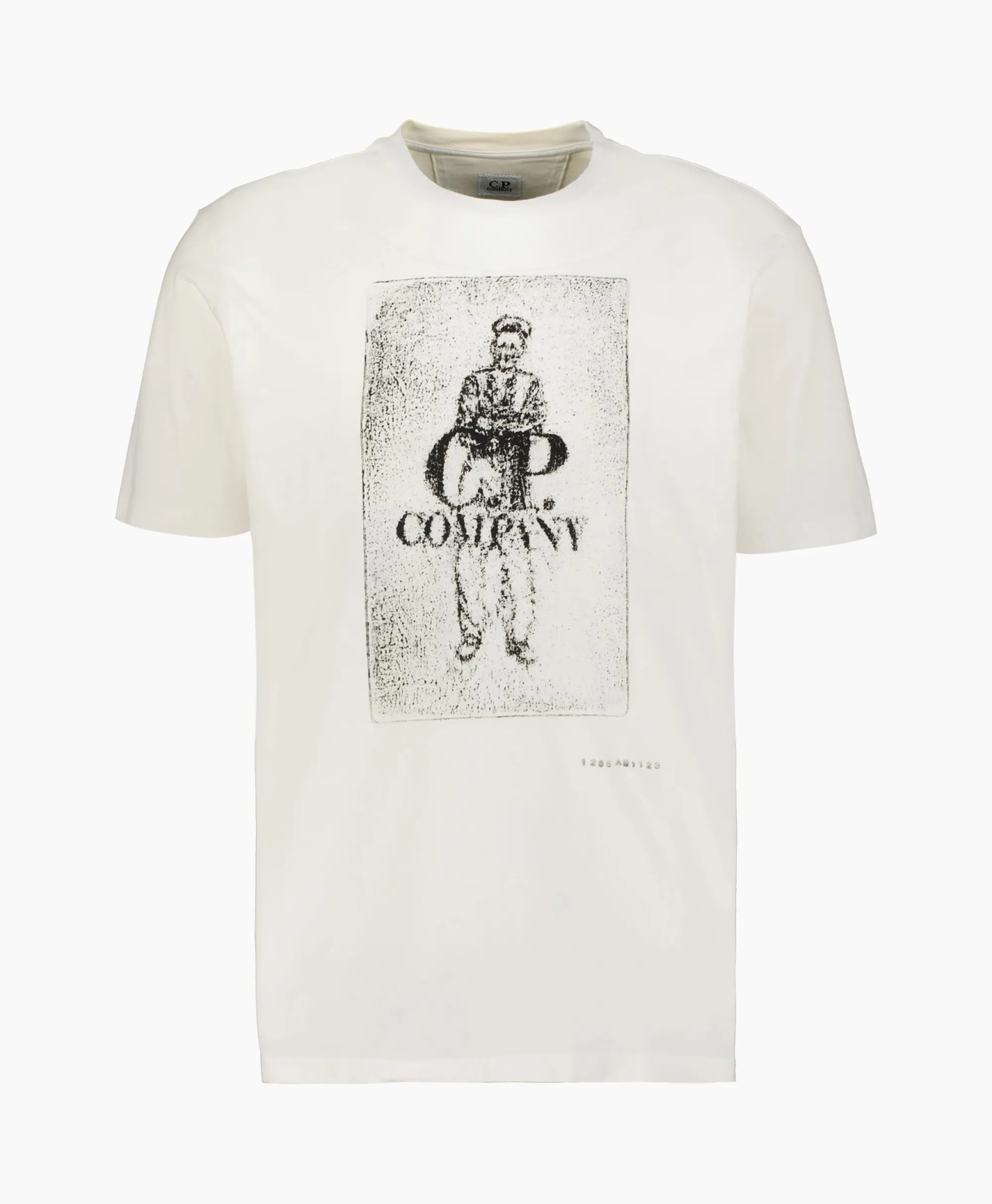 Cp Company T-Shirt Korte Mouw Jersey Artisinal Card Wit*Heren T-Shirts