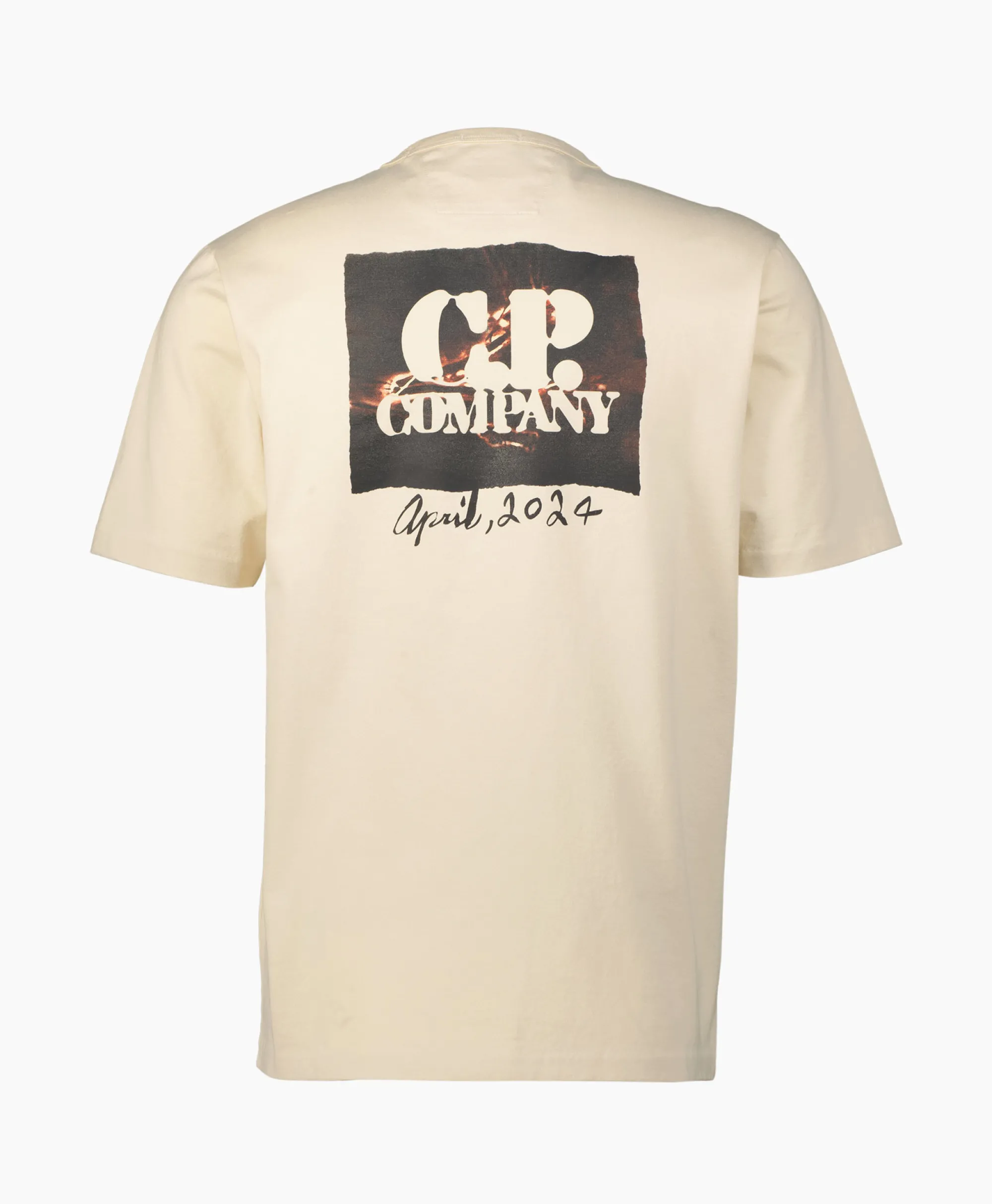 Cp Company T-Shirt Mercerized Jersey Graphic Ecru*Heren T-Shirts