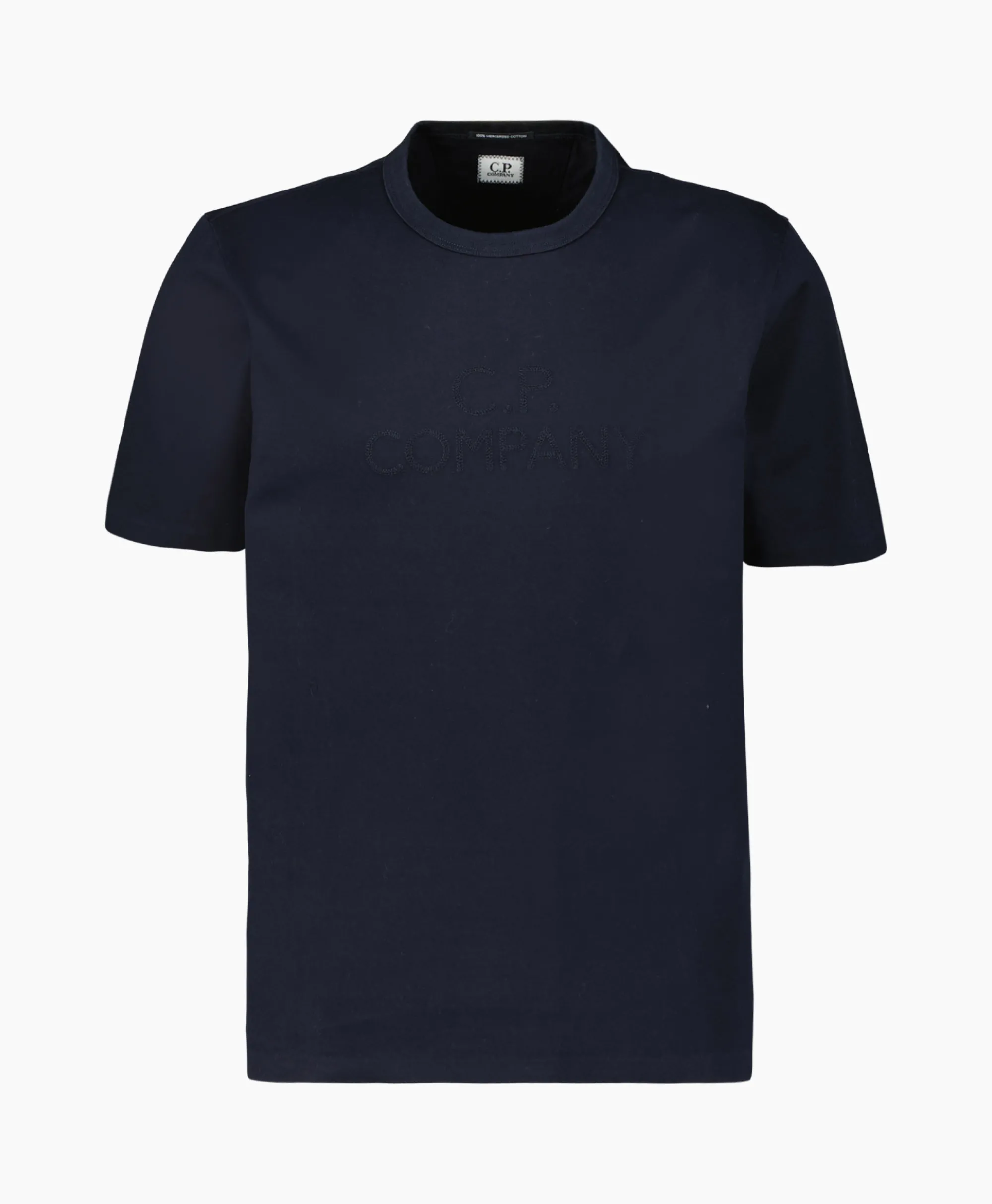 Cp Company T-Shirt Mercerized Jersey Twisted Logo Donker Blauw*Heren T-Shirts