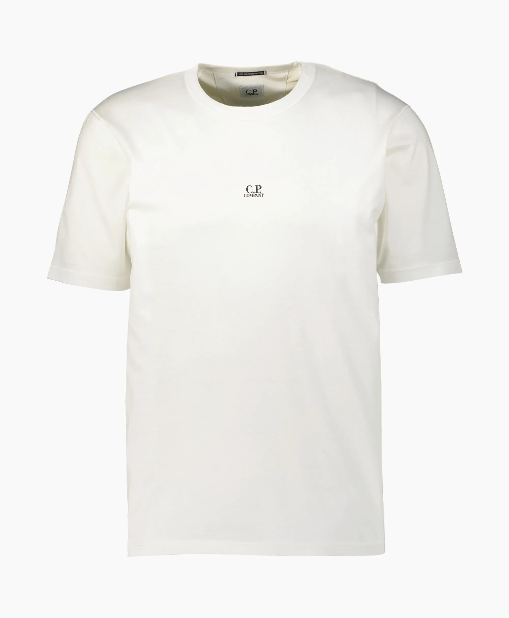 Cp Company T-Shirt Mercerized Jersey Logo Wit*Heren T-Shirts