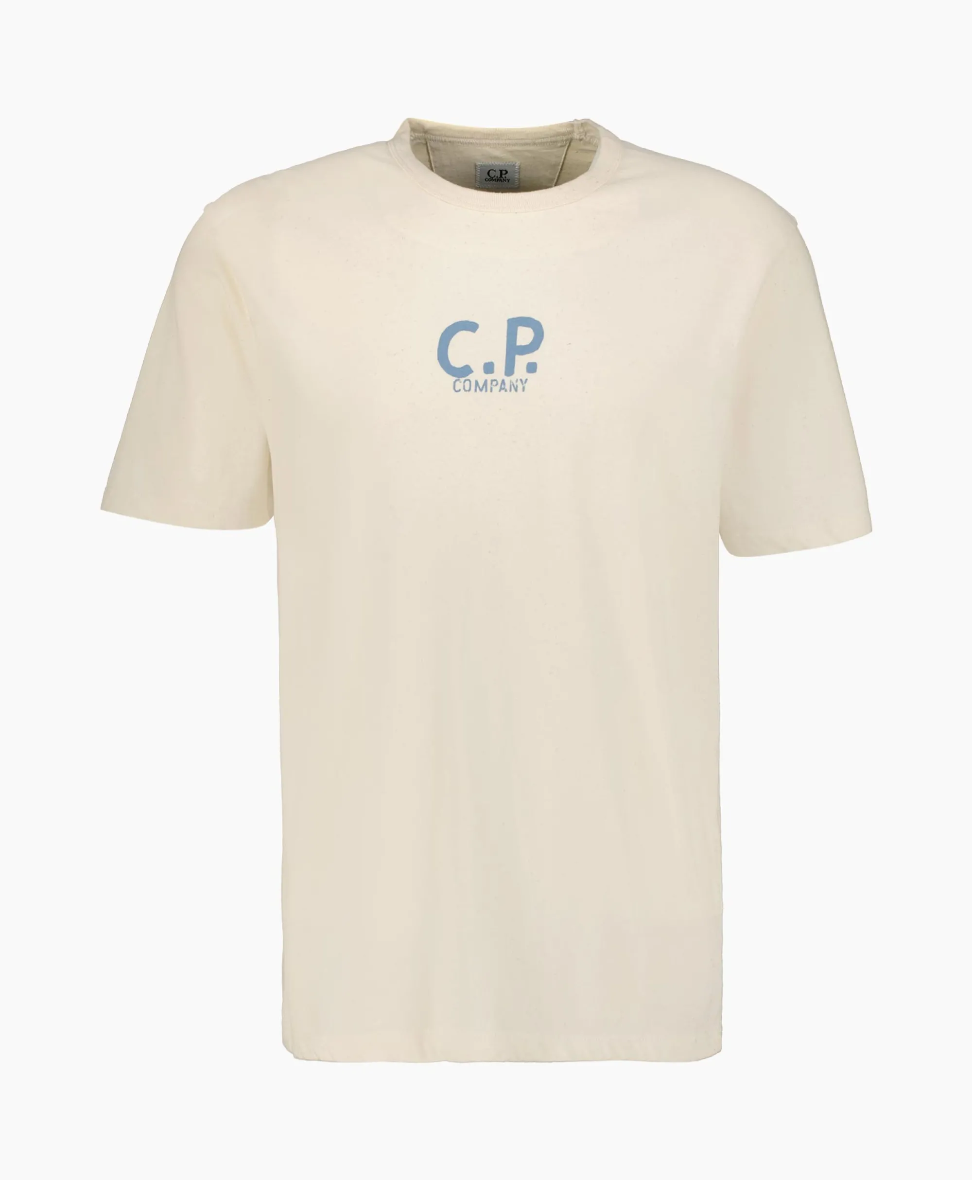 Cp Company T-Shirt Natural Jersey Ecru*Heren T-Shirts