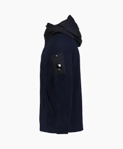 Cp Company Vest Cotton Mixed Hooded Knit Donker Blauw*Heren Vesten