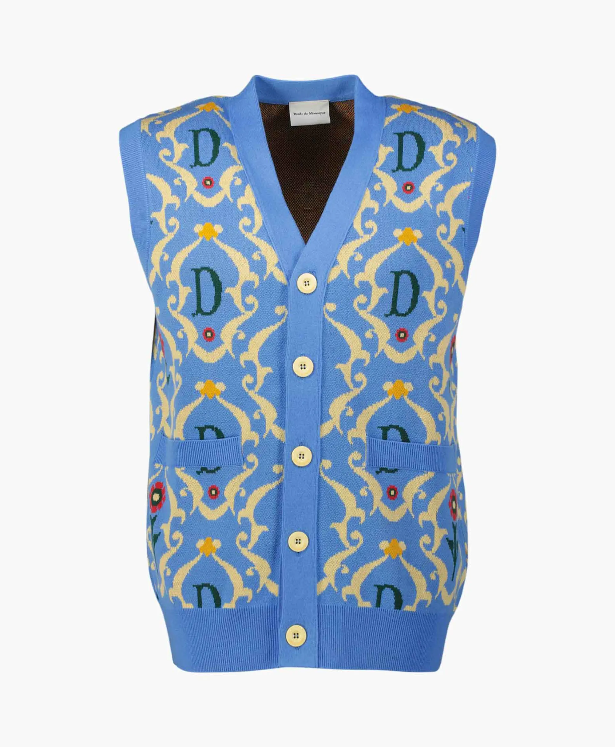 Drole De Monsieur Vest La Sans Manches Ornements Blauw*Heren Vesten