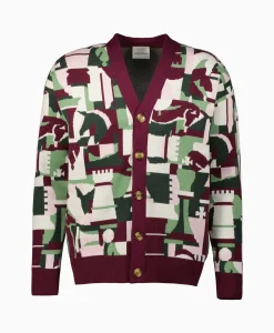 Drole De Monsieur Vest Le Cardigan Echecs Pink*Heren Vesten