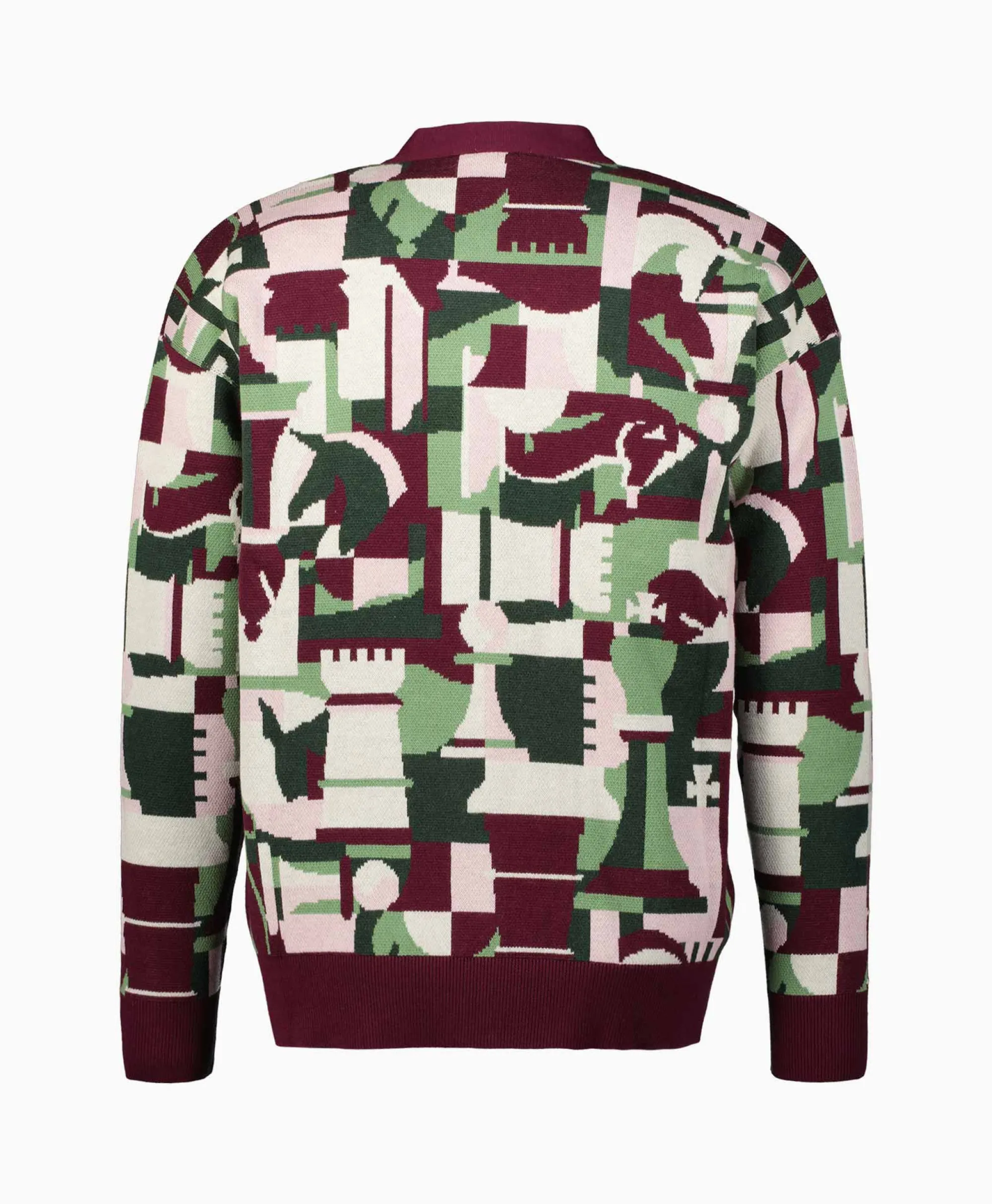 Drole De Monsieur Vest Le Cardigan Echecs Pink*Heren Vesten