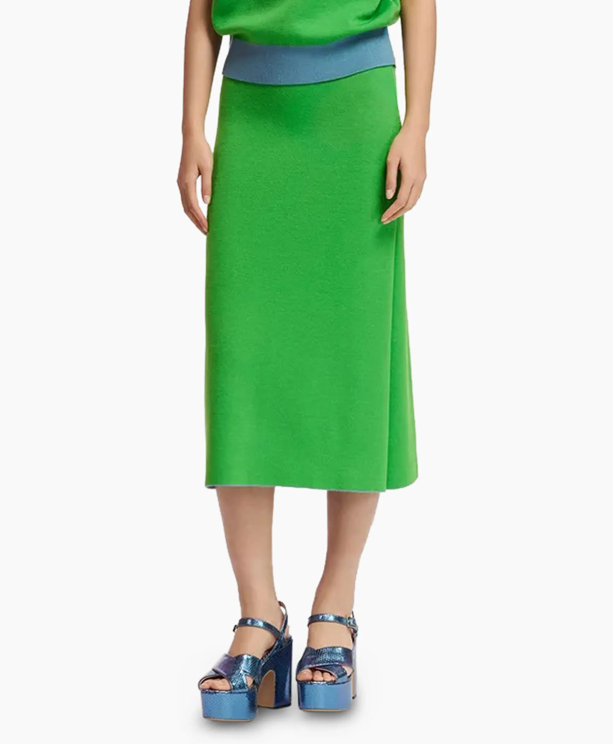 Essentiel Antwerp Midi Rok Folder Blauw*Dames Rokken