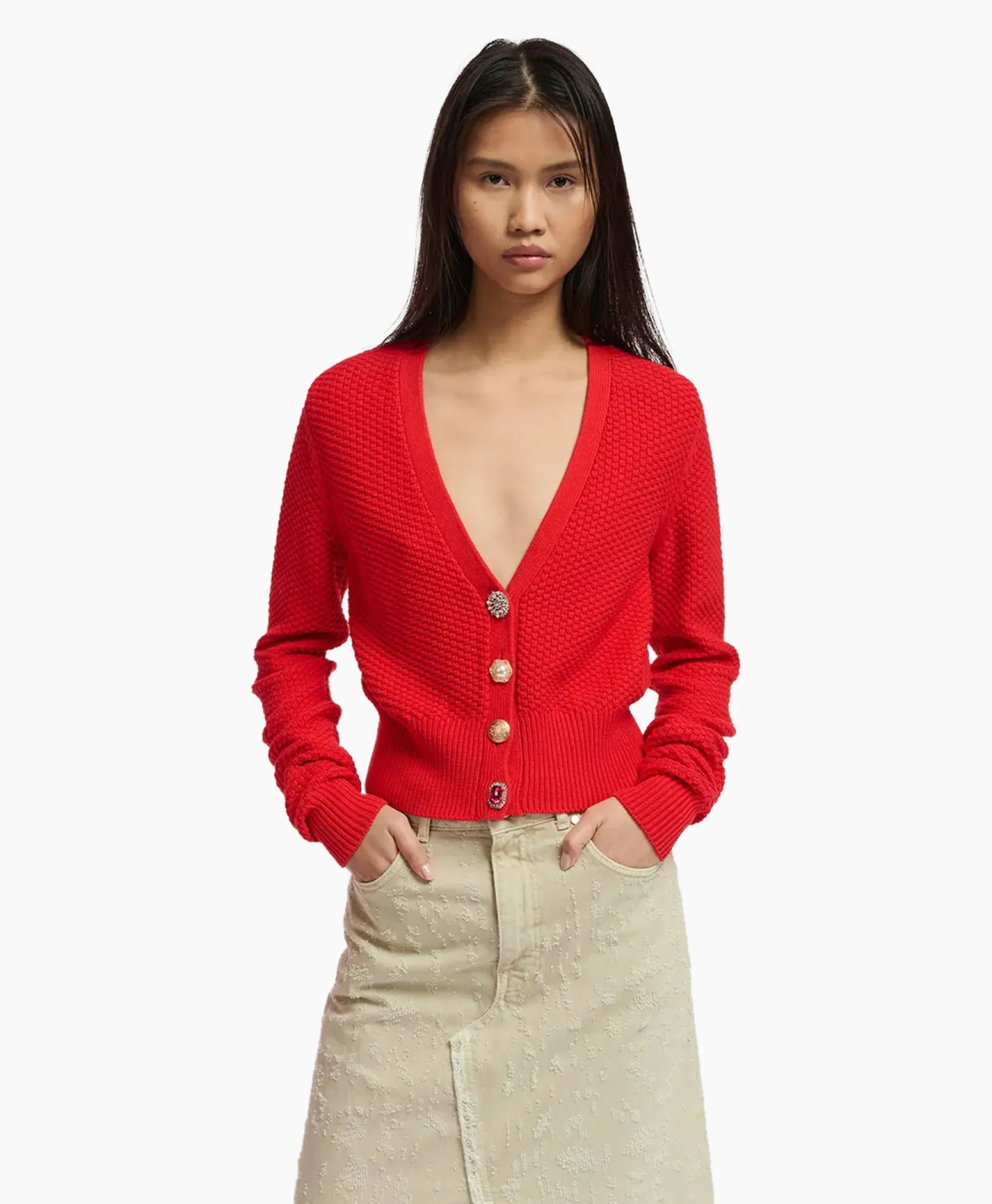 Essentiel Antwerp Vest Farah Midden Rood*Dames Vesten