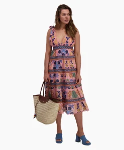 Farm Rio Midi Jurk Seashell Tapestry Pink Rose*Dames Bruiloftskleding