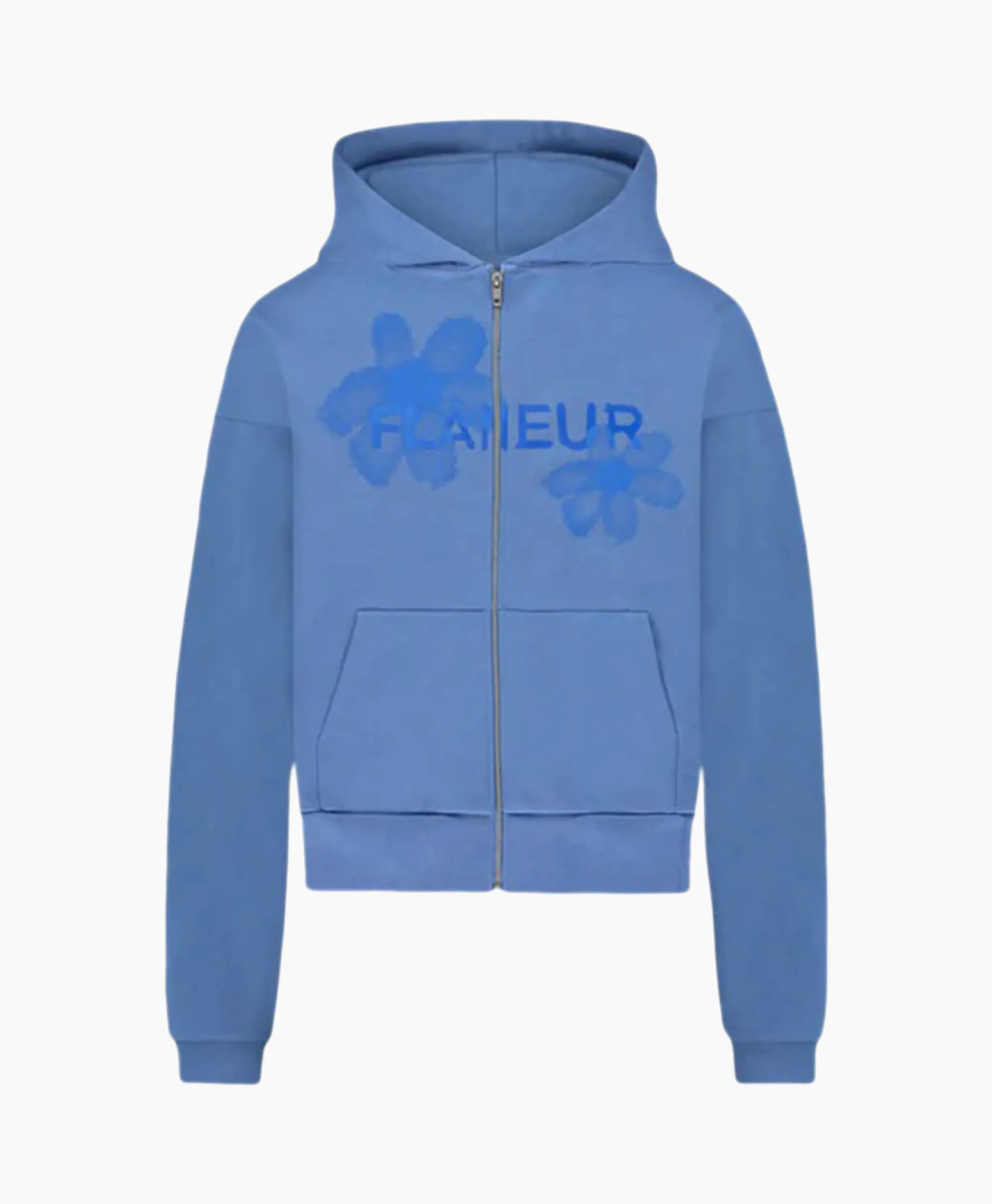 Flâneur Flaneur Hoodie Floral Watercolor Zip Up Blauw*Heren Truien