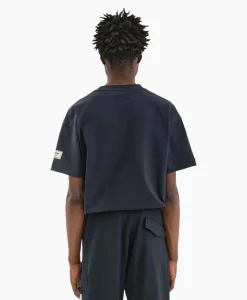 Flâneur Flaneur T-Shirt Korte Mouw Atelier Sleeve Amblem Donker Blauw*Heren T-Shirts