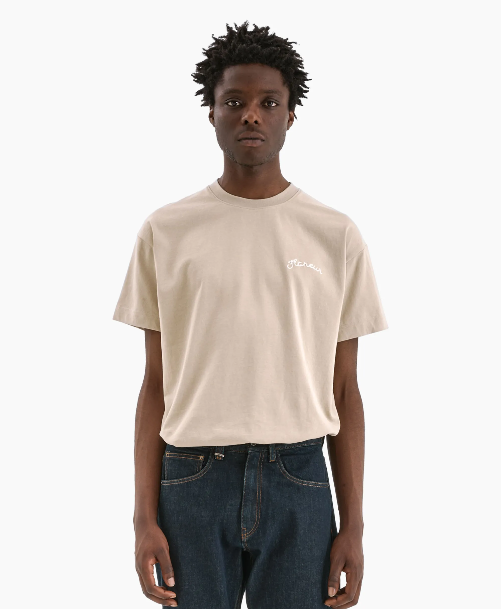 Flâneur Flaneur T-Shirt Korte Mouw Signature Beige*Heren T-Shirts