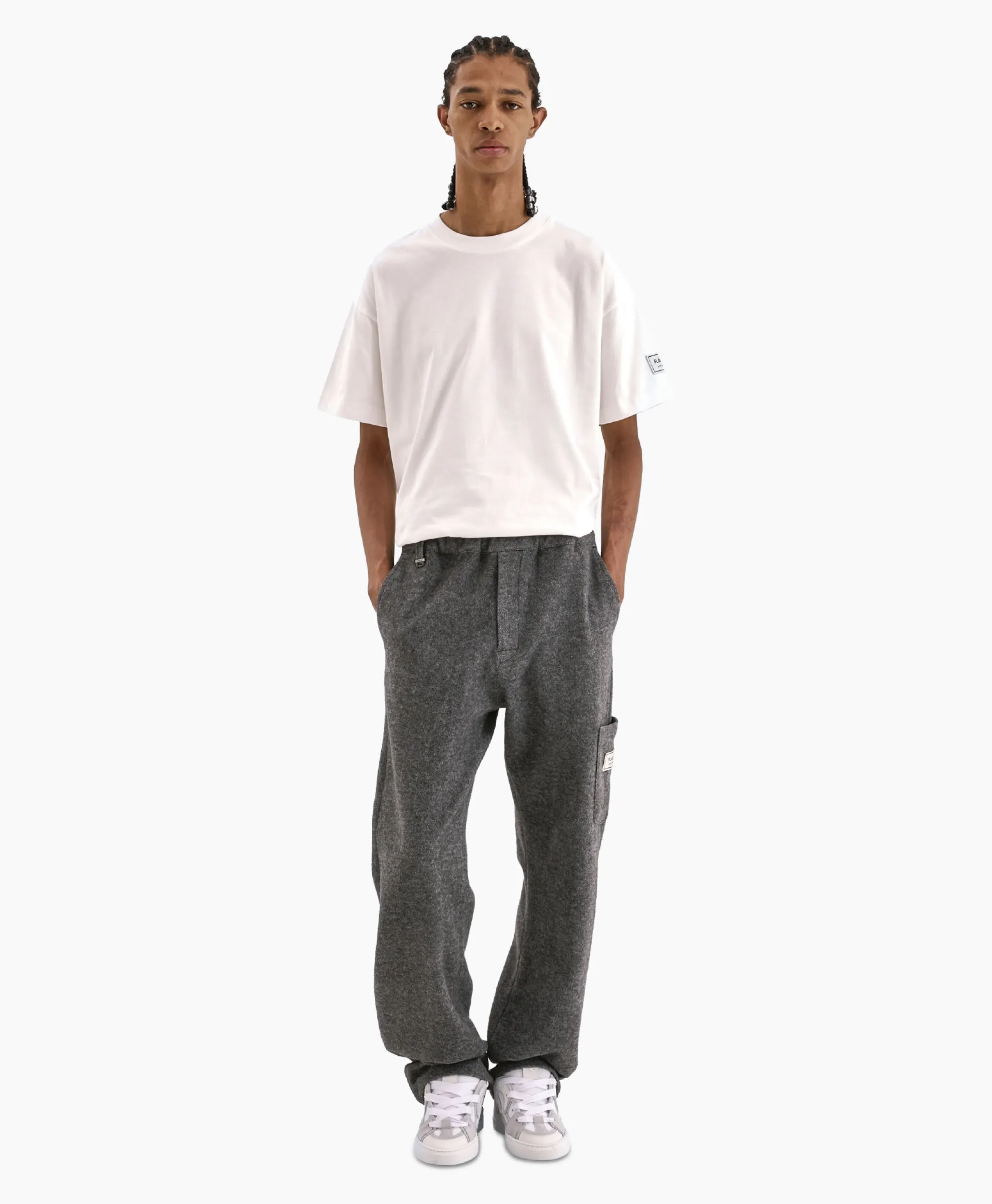 Flâneur Flaneur T-Shirt Korte Mouw Atelier Sleeve Emblem Wit*Heren T-Shirts