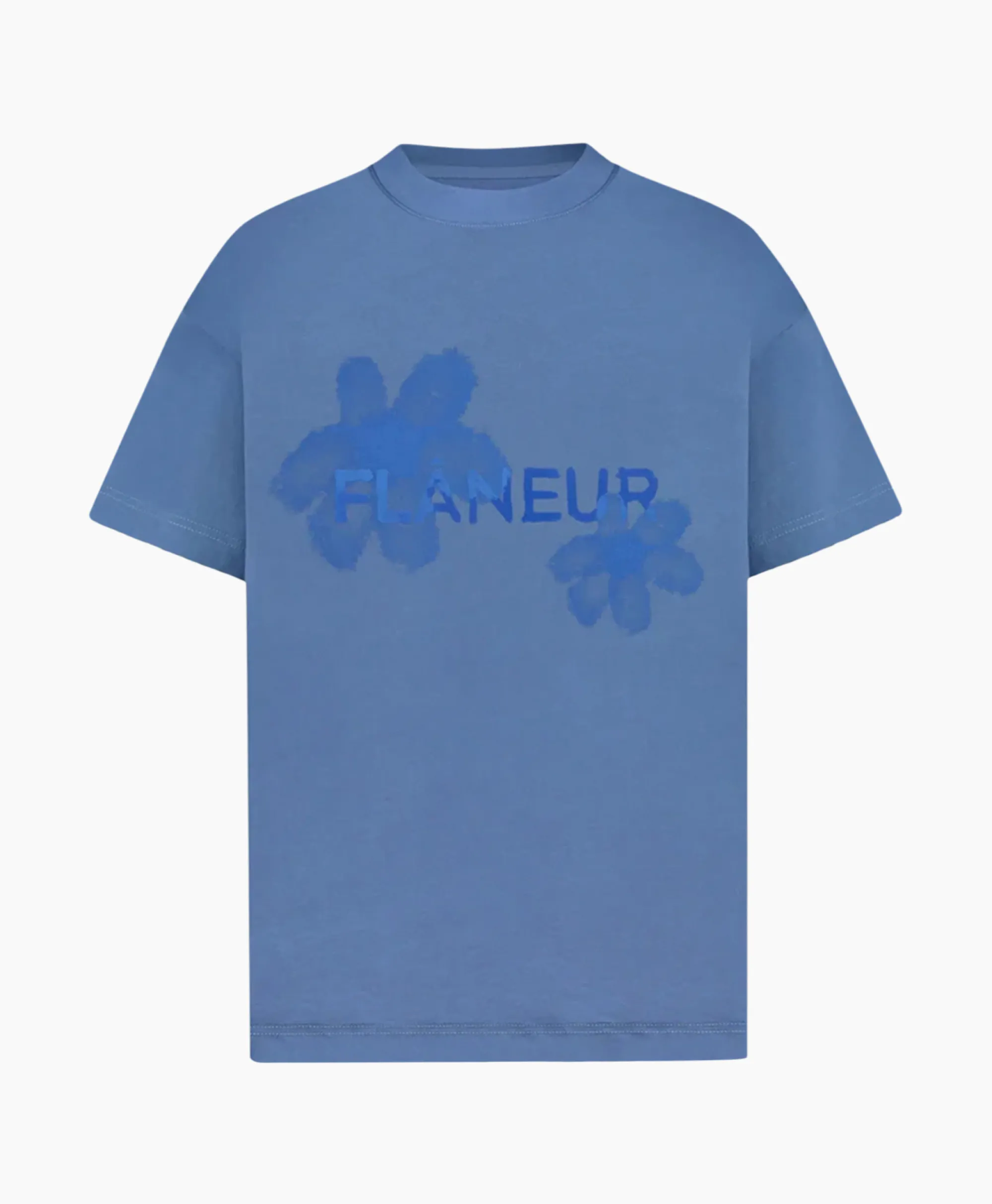 Flâneur Flaneur T-Shirt Korte Mouw Floral Watercolor Blauw*Heren T-Shirts