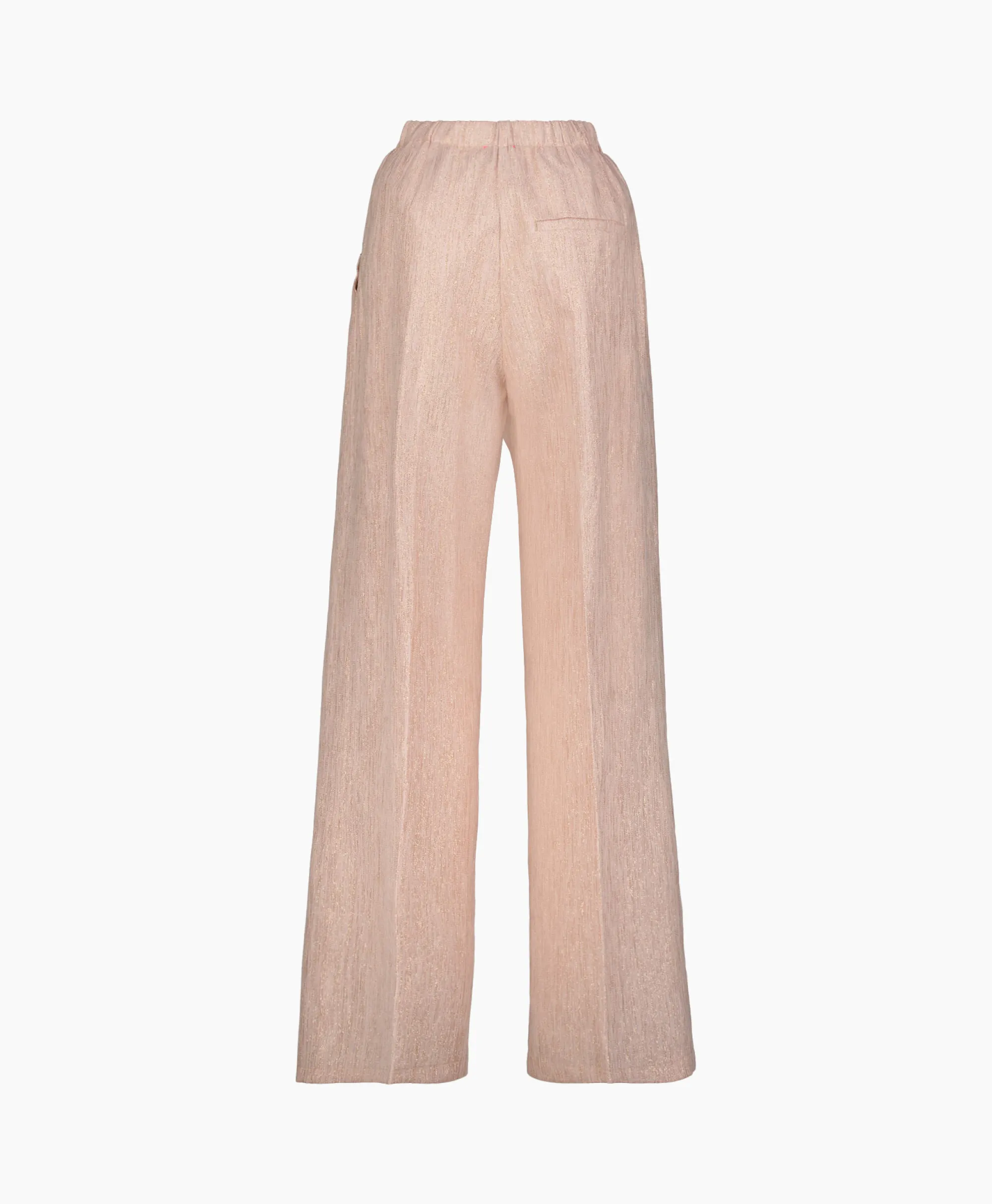 Forte_forte Pantalon Linen Lurex Micro Herringbone Wide Leg Rose*Dames Broeken