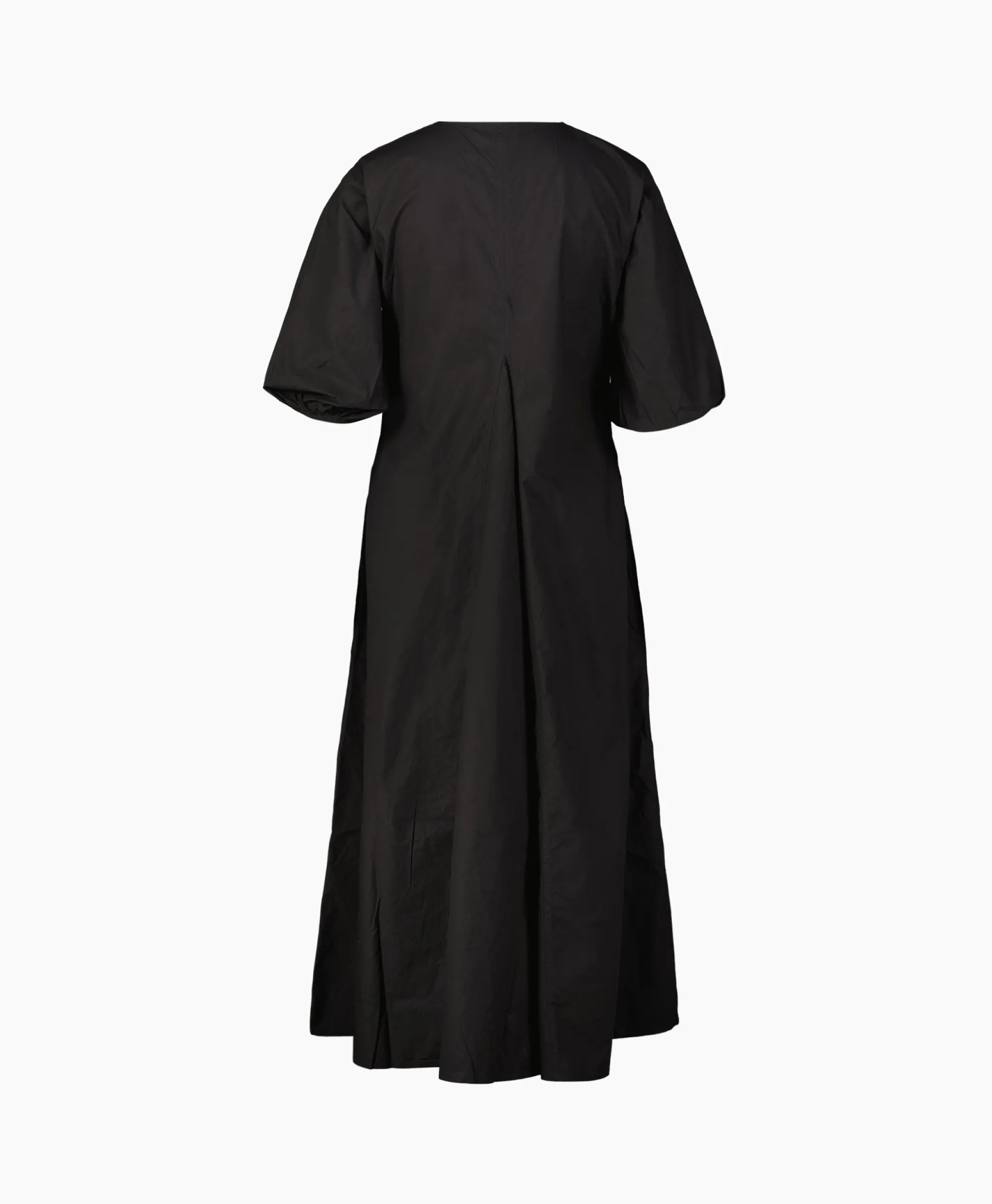 Ganni Maxi Jurk Cotton Poplin V-Neck Long Zwart*Dames Jurken