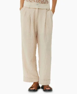 Ganni Pantalon Textured Suiting Mid Waist Beige*Dames Broeken