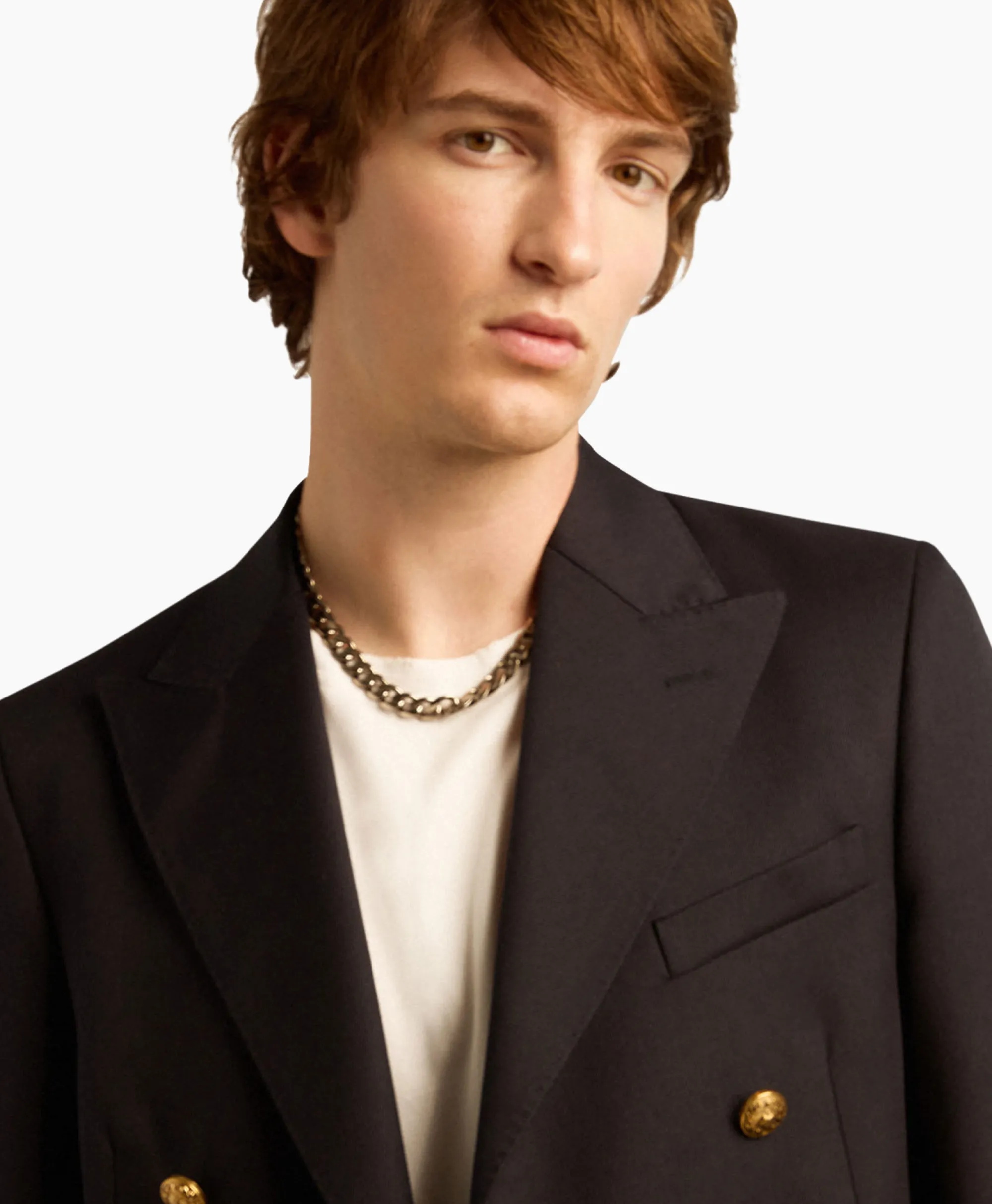 Golden Goose Blazer Golden M's Double Breasted Gabardine Wool Donker Blauw*Heren Colberts