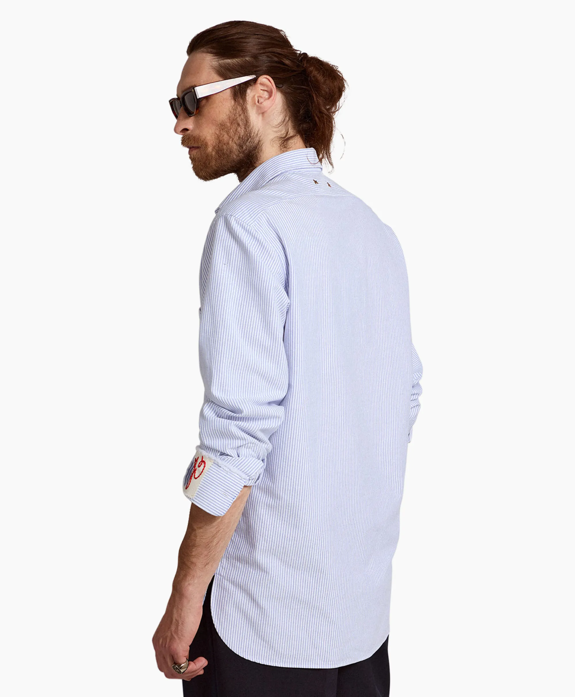 Golden Goose Overhemd Golden M's Regular Striped Cotton Oxford Blauw*Heren Overhemden