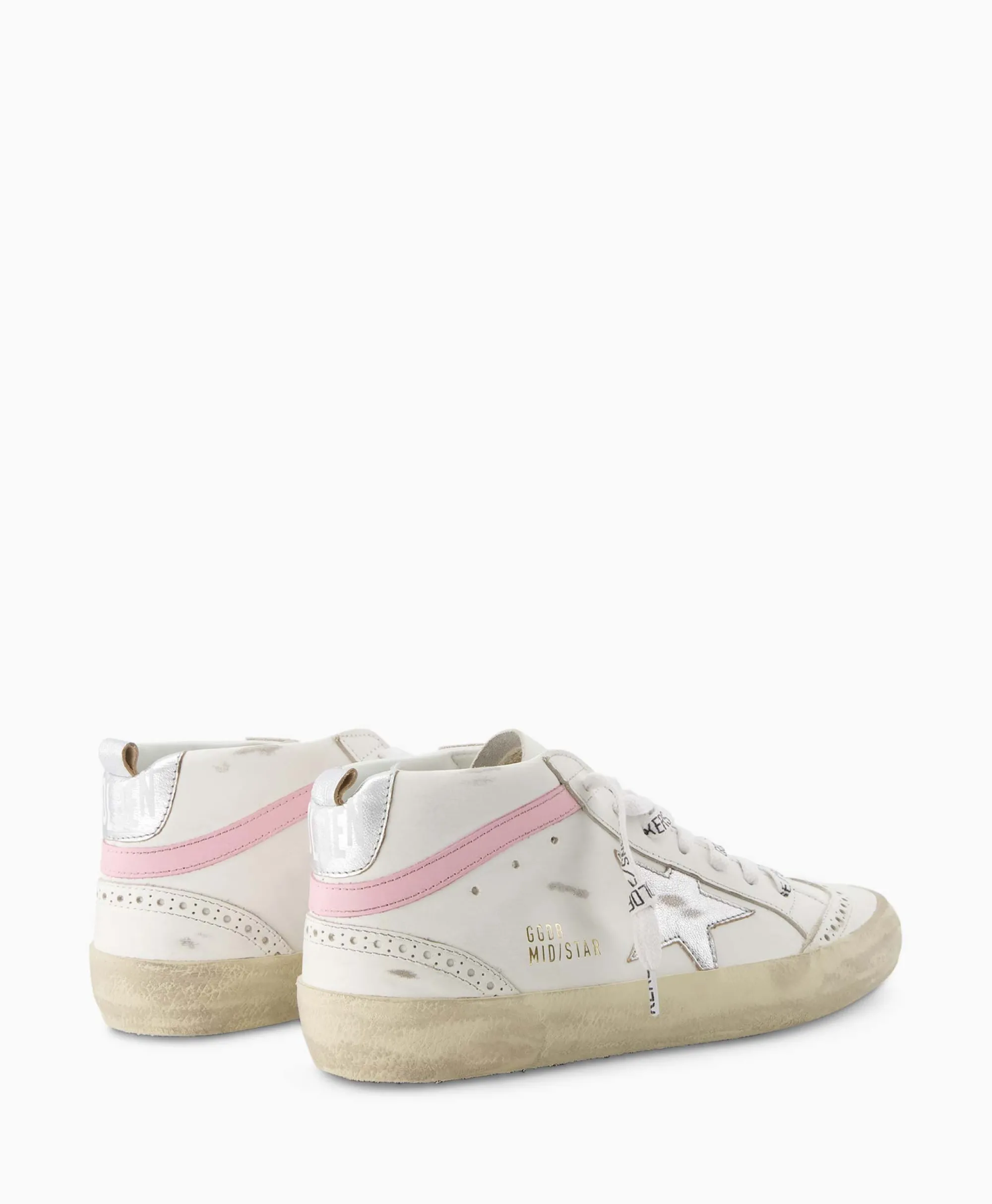 Golden Goose Sneaker Mid Star Leather Upper And Wave Wit*Dames Sneakers