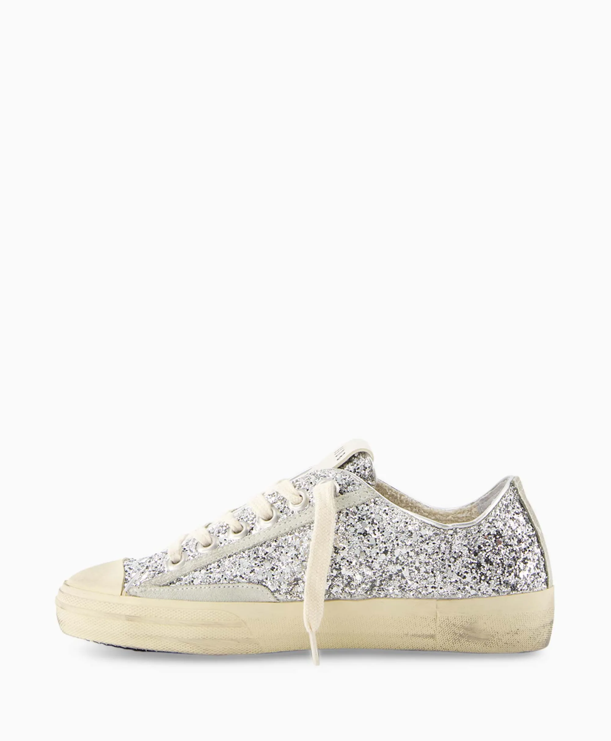 Golden Goose Sneaker V-Star 2 Glitter Upper Rubber Toe Suede St Zilver*Dames Sneakers