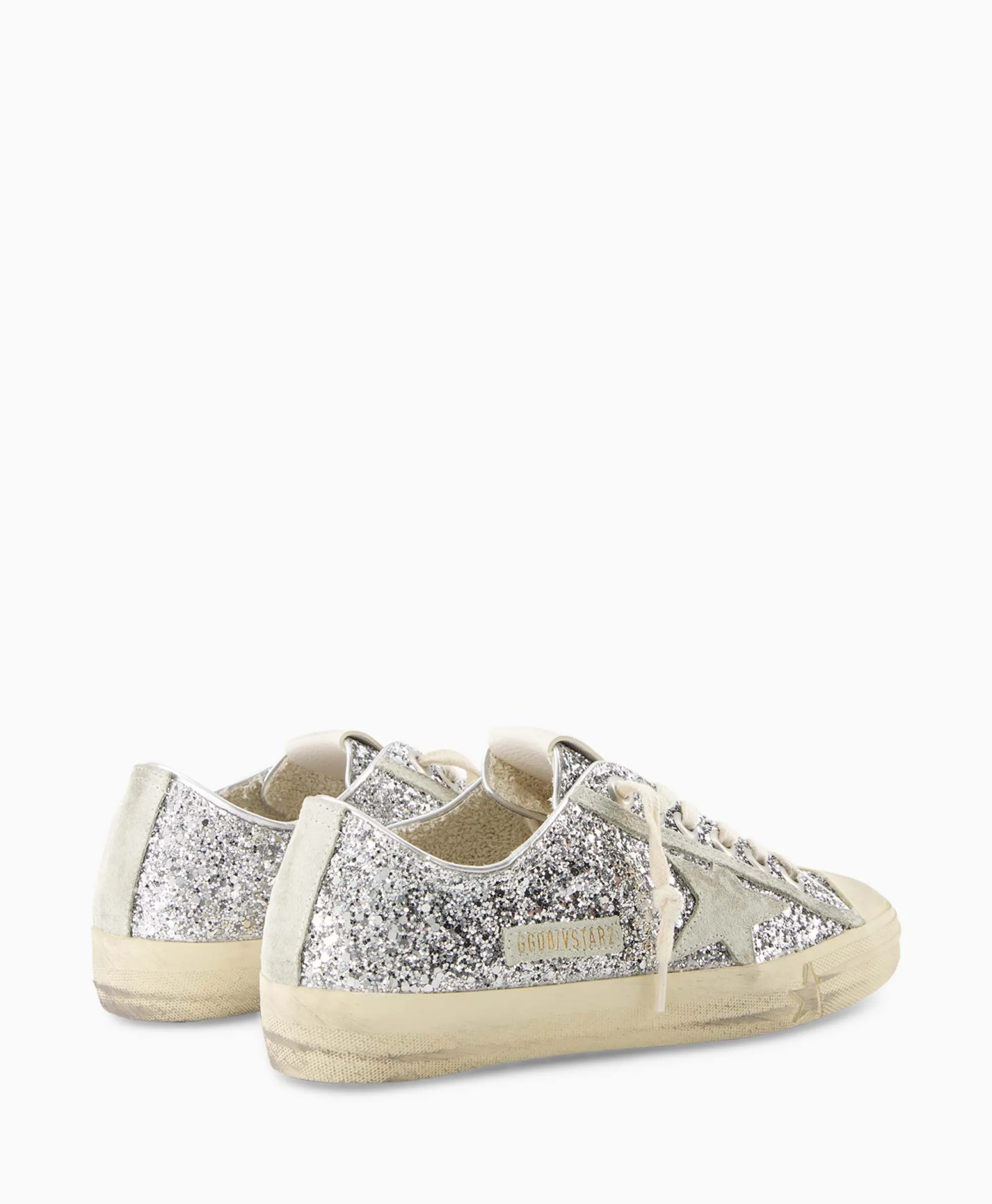 Golden Goose Sneaker V-Star 2 Glitter Upper Rubber Toe Suede St Zilver*Dames Sneakers
