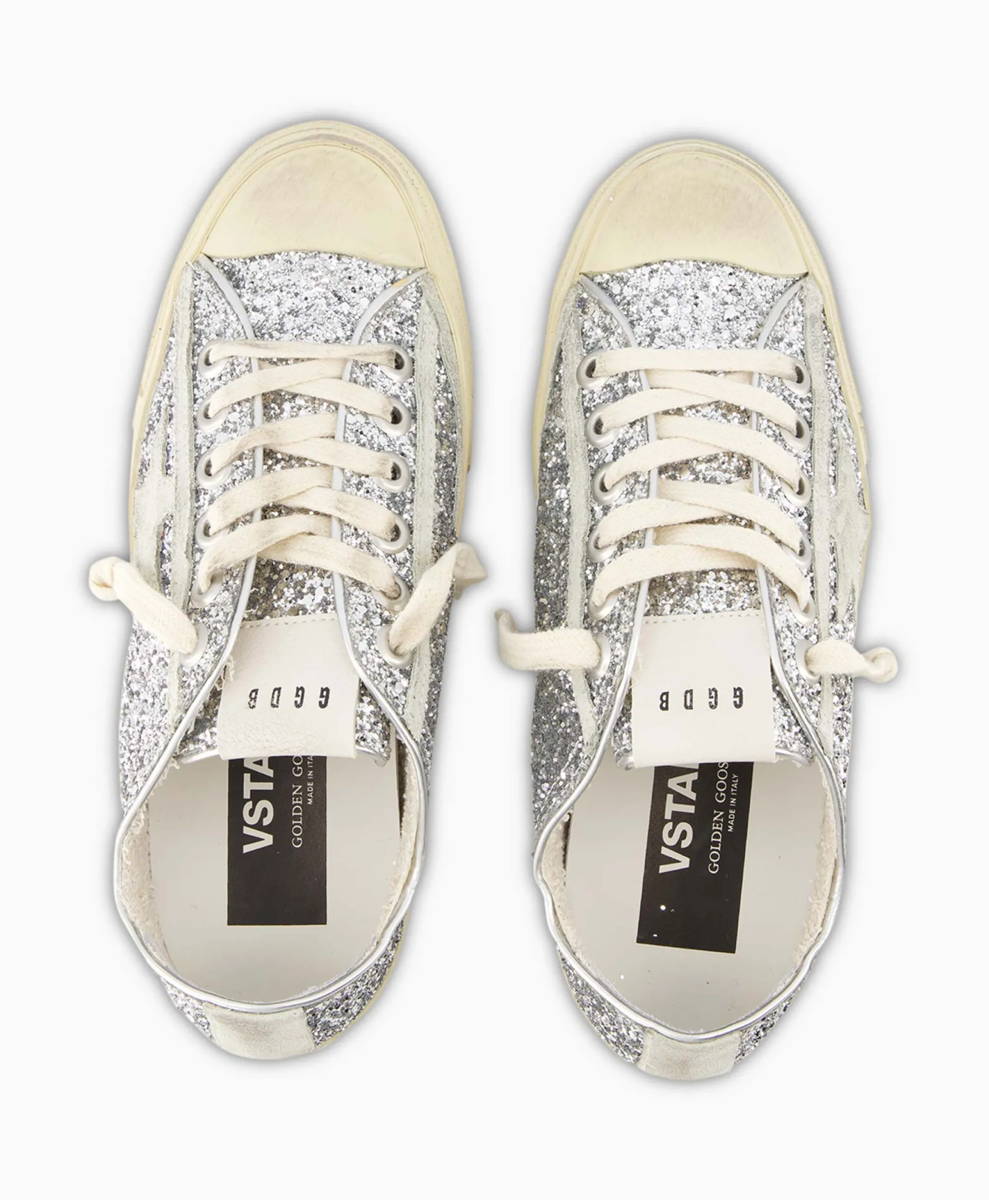 Golden Goose Sneaker V-Star 2 Glitter Upper Rubber Toe Suede St Zilver*Dames Sneakers
