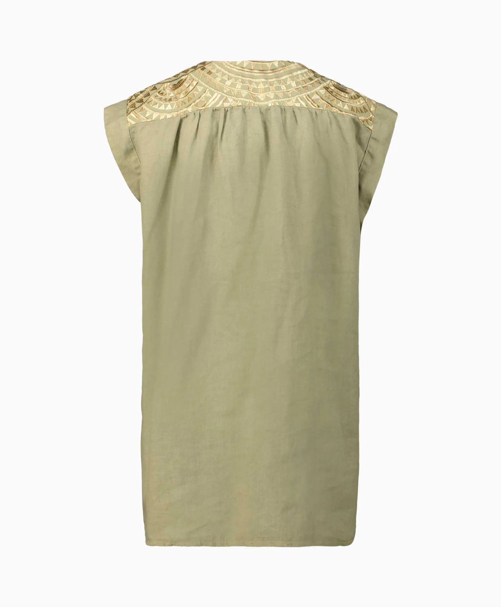 Greek Archaic Kori Top New All Over Sleeveless Buttons Goud*Dames T-Shirts & Tops