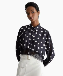 Liu Jo Blouse Escamicia C/Dettagali In Pizzo Zwart*Dames Blouses