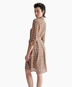 Liu Jo Midi Jurk Abito Chemisier Zand*Dames Jurken