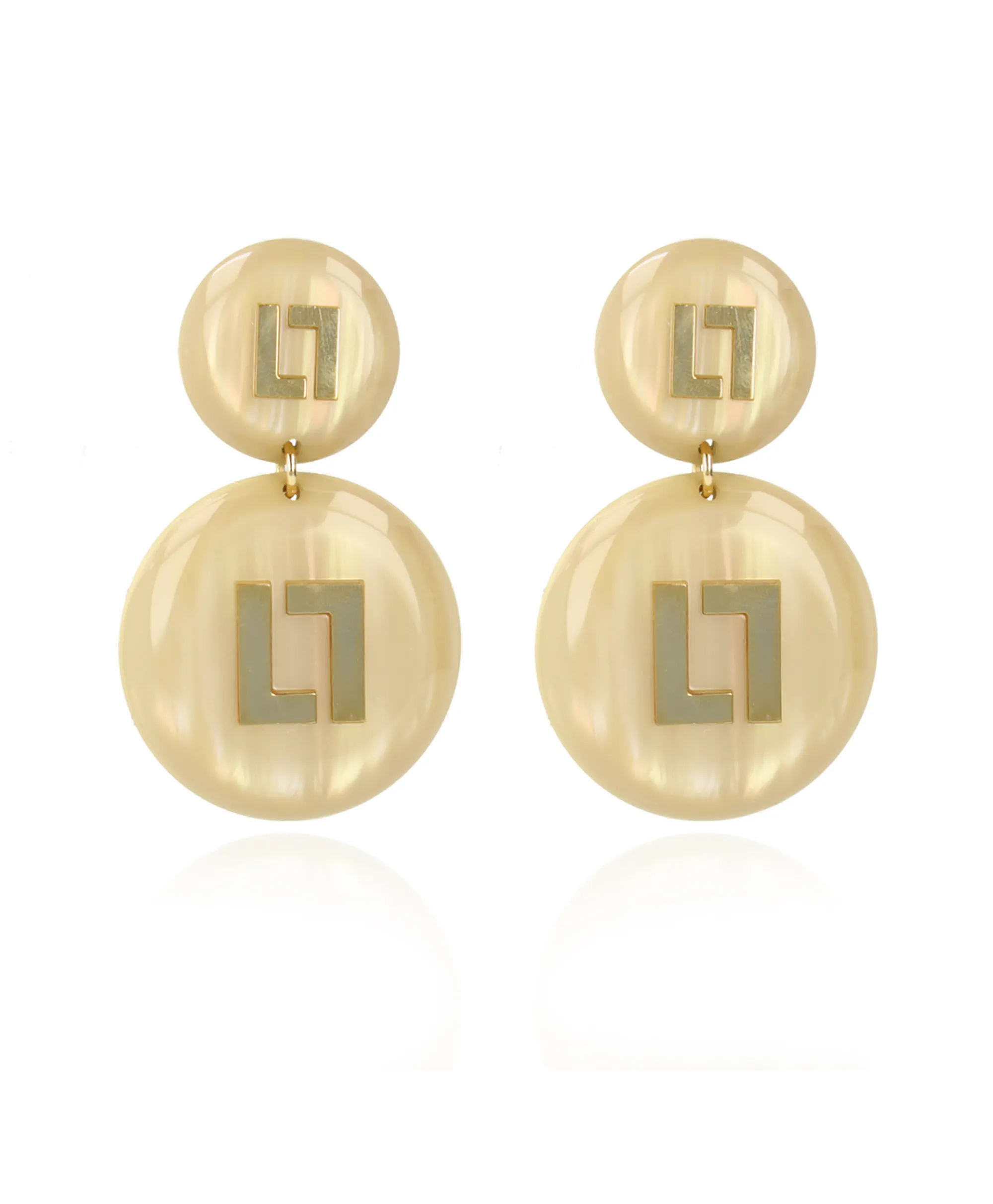 Lott. Gioielli Oorbellen Ce Re Round Logo Sand Goud*Dames Sieraden